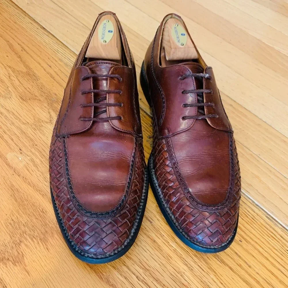 Italian Hand- Made Woven Leather 'Mezlan' Oxford Shoes Men's Size 9 W
